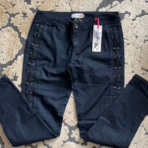 Cute junior size 11 jeans with lacing up legs NWT